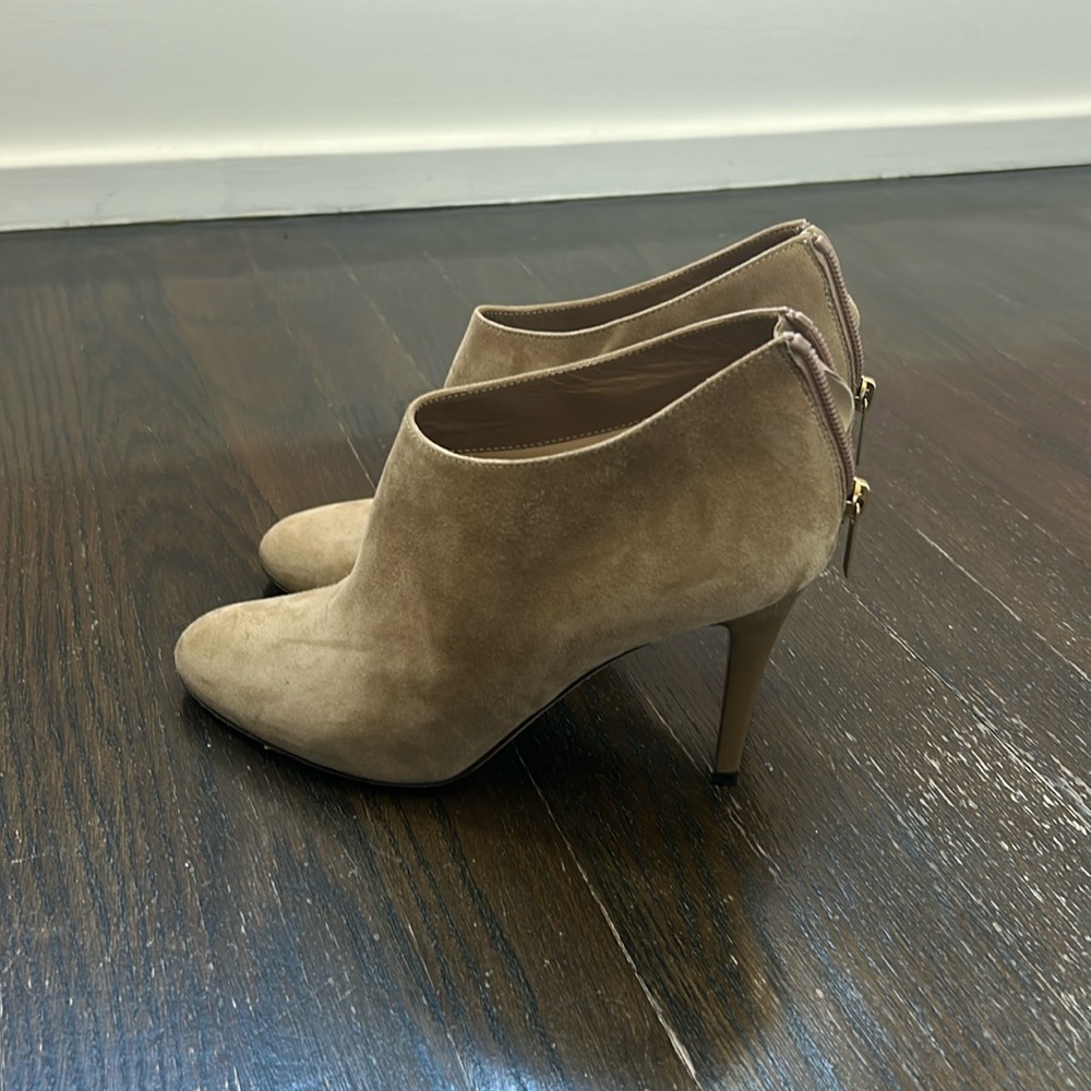 Jimmy Choo Nude Suede Booties 38 1/2